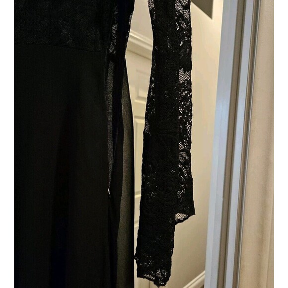 Black Lace Maxi Gown Dress Medium Size 6/8 Sheer with Slip Side Zip Worn Once - Picture 11 of 13